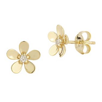 LUMINOR GOLD 14k Gold Diamond Accent Flower Stud Earrings