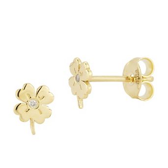 LUMINOR GOLD 14k Gold Diamond Accent Flower Stud Earrings