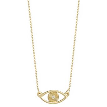 LUMINOR GOLD 14k Gold Diamond Accent Evil Eye Necklace