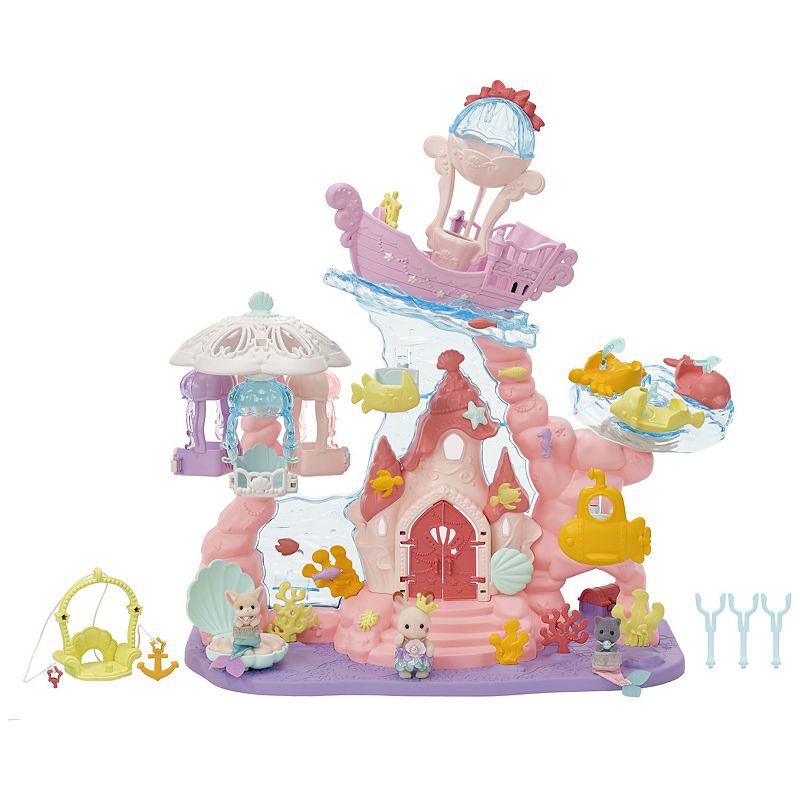 Calico Critters Baby Mermaid Castle Dollhouse 3 Piece Playset, Multicolor