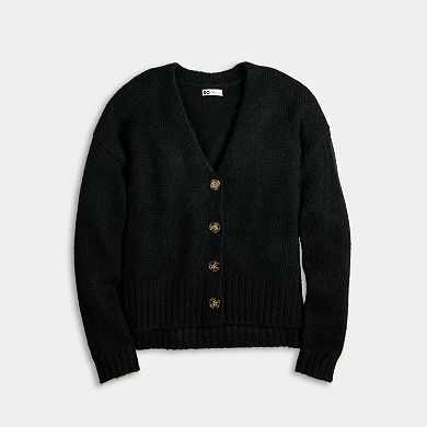 Juniors' SO Slouchy Button Front Cardigan