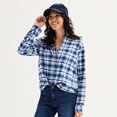 Cream Plaid Women's Heritage Flannel Shirt - Little Blue House US