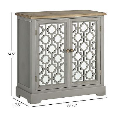 Rustic Storage Cabinet Sideboard Buffet Cabinet With Double Glass Doors, Grey
