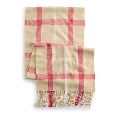 Women's Softer Than Cashmere Beige Plaid Scarf