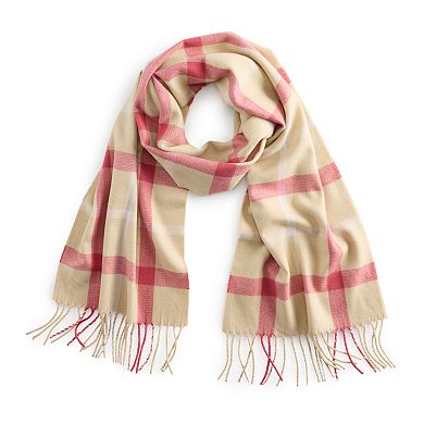 Women's Softer Than Cashmere Beige Plaid Scarf