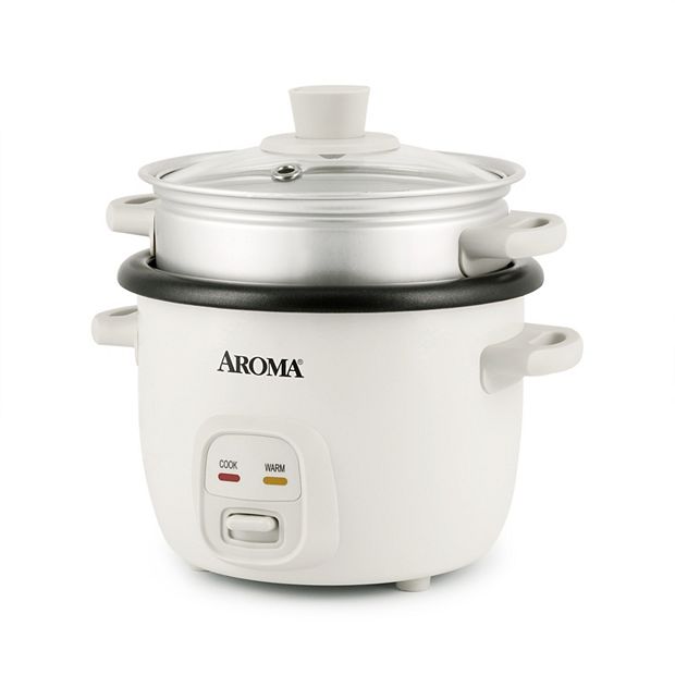 AROMA 4 cup uncooked Rice Cooker/Steamer, Digital, Cool-Touch - Black/  Silver