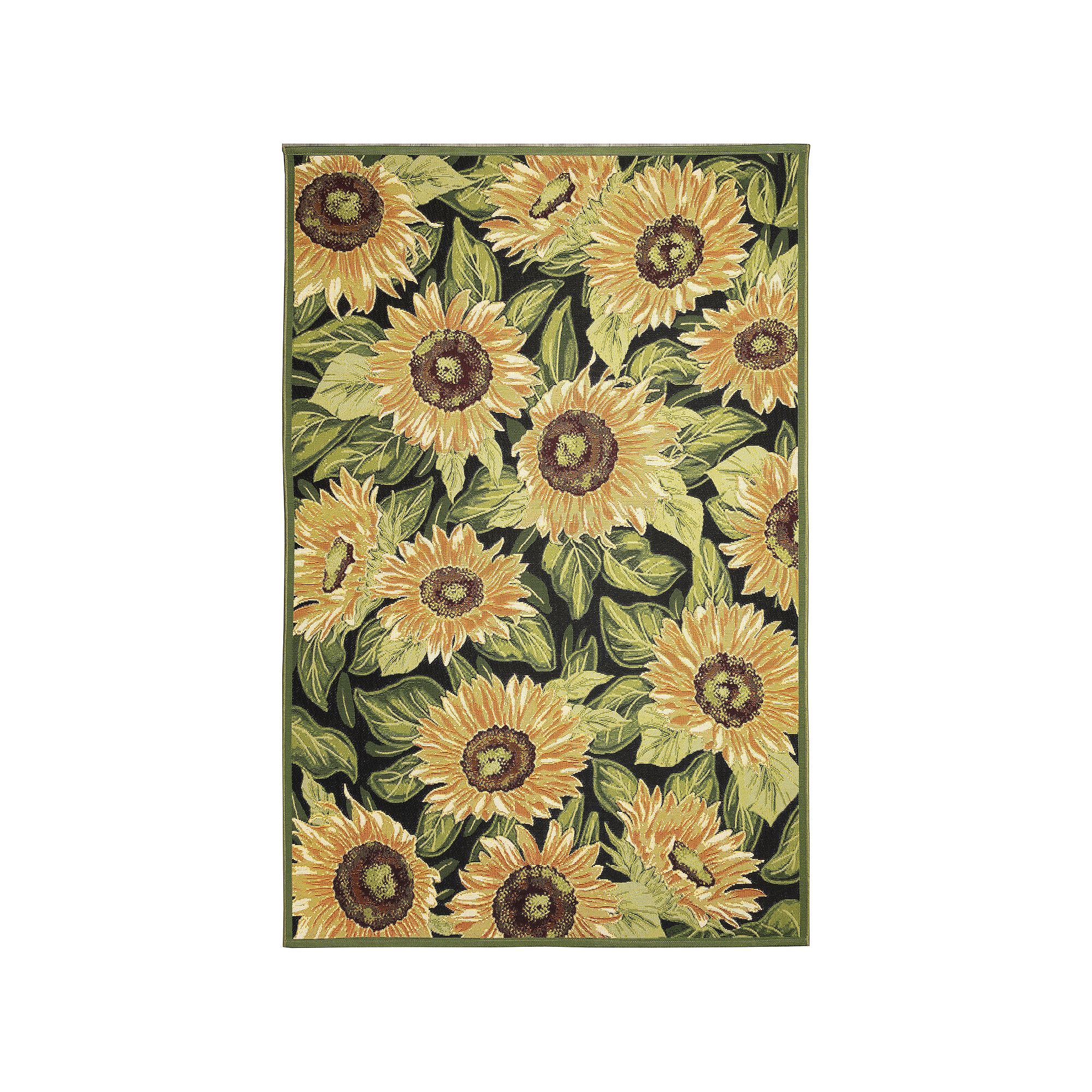 Liora Manne Marina Sunflowers Indoor Outdoor Rug, Black