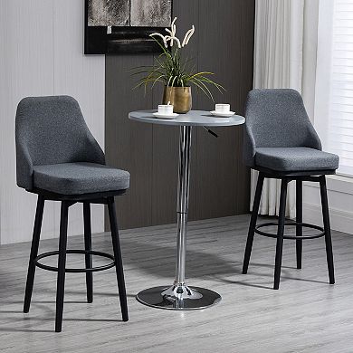 Modern Set Of 2 Barstools, Swivel Kitchen Chairs With Steel Legs, Dark Grey