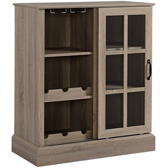 Sideboard Storage Cabinet For Liquor And Glasses With Wine Rack, Stemware Racks