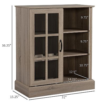 Sideboard Storage Cabinet For Liquor And Glasses With Wine Rack, Stemware Racks