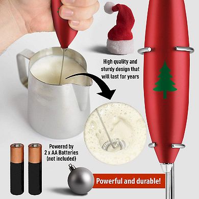 Zulay Kitchen Christmas Edition Milk Frother With Stand