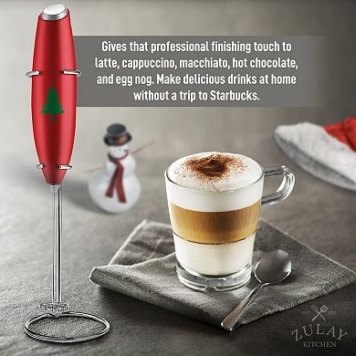 Zulay Kitchen Christmas Edition Milk Frother With Stand