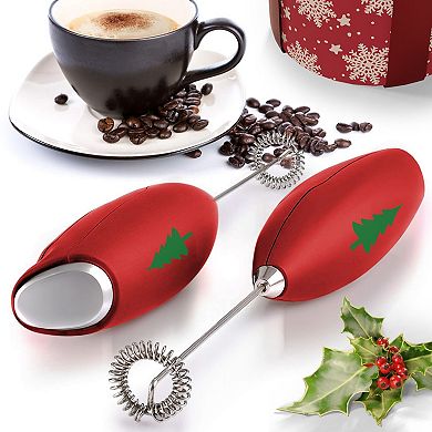 Zulay Kitchen Christmas Edition Milk Frother With Stand
