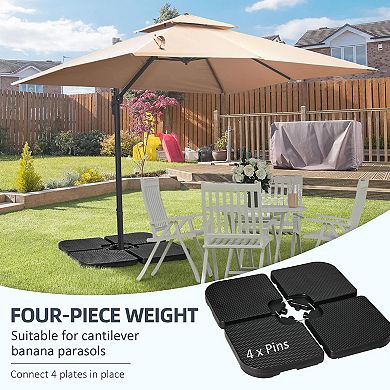 Outsunny 4pc 175lb Patio Cantilever Umbrella Base Weights w/ Clips