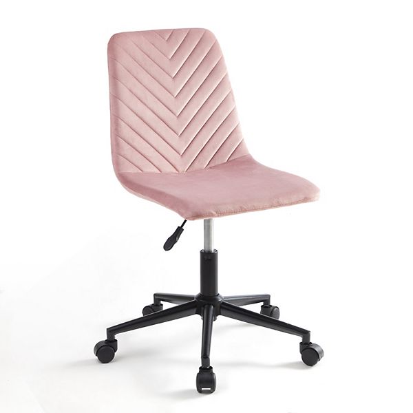 Urban Shop Chevron Velvet Adjustable Rolling Office Chair