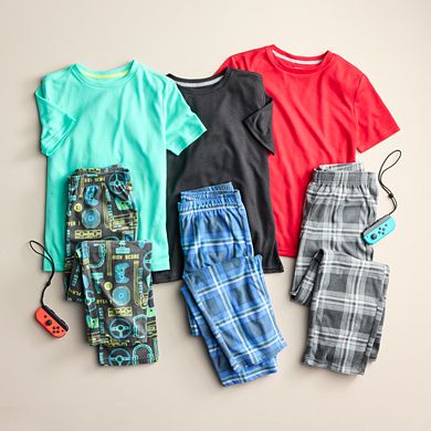 Boys 8-20 Sonoma Goods For Life® Short Sleeve Pajama Tee & Microfleece Pajama Pants Sleep Set in Regular & Husky