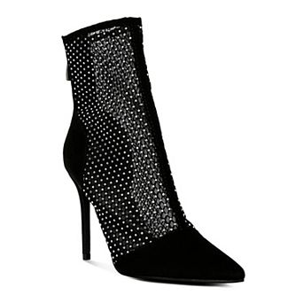 London Rag Women's Jazz Mesh Diamante Boots