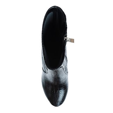 London Rag Women's Feral Crocodile Print Ankle Boots