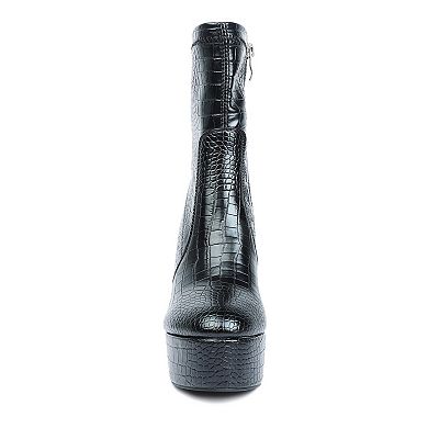 London Rag Women's Feral Crocodile Print Ankle Boots