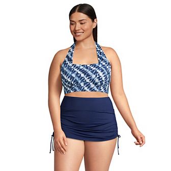 Plus Size Lands' End UPF 50 Square Neck Halter Bikini Top