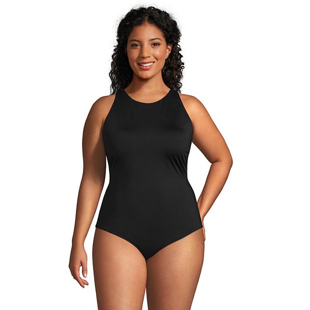 Plus Size Lands' End Chlorine Resistant High-Leg Portrait Back One-Piece  Swimsuit