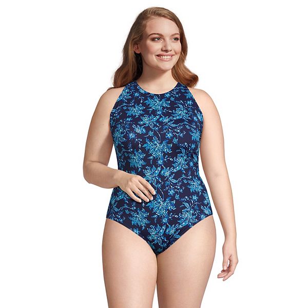 Plus Size Lands' End Chlorine Resistant High-Leg Portrait Back One-Piece  Swimsuit