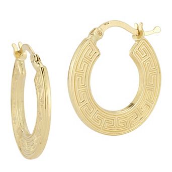 LUMINOR GOLD 14k Gold Greek Key Hoop Earrings