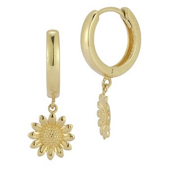 LUMINOR GOLD 14k Gold Flower Huggie Hoop Earrings