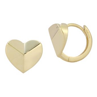 LUMINOR GOLD 14k Gold Heart Huggie Hoop Earrings