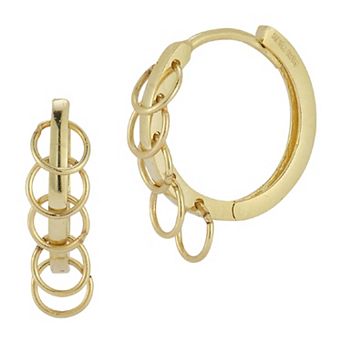 LUMINOR GOLD 14k Gold 5 Ring Huggie Hoop Earrings