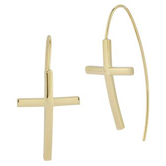 LUMINOR GOLD 14k Gold Cross Threader Earrings