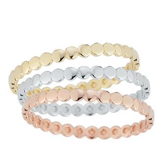 LUMINOR GOLD Tri-Tone 14k Gold Bead Stackable Ring Set