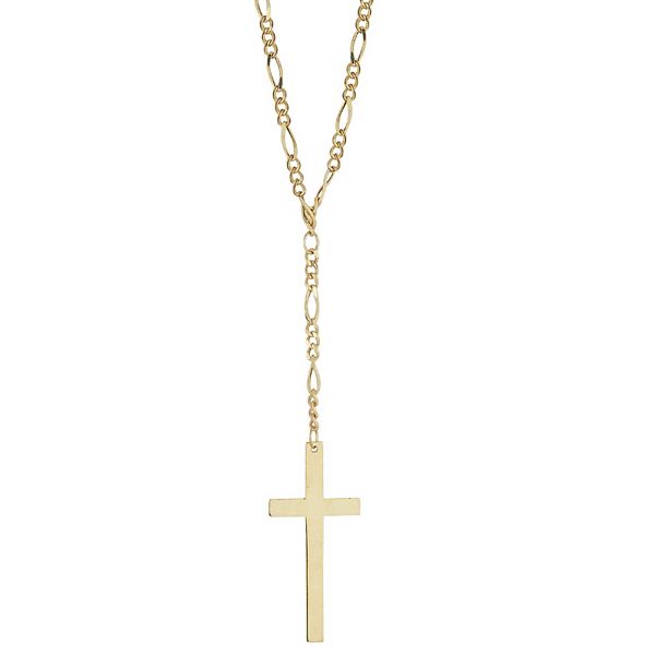 Lariat Cross Necklace in 14K Gold
