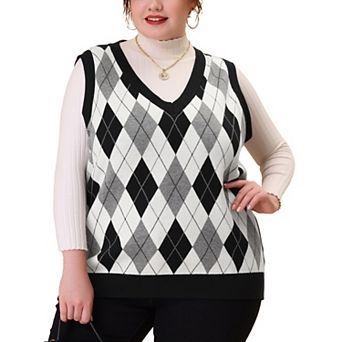 Women's Plus Size V Neck Sleeveless Pullover Knit Sweater Vest