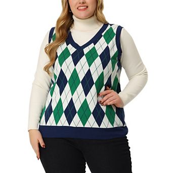 Women's Plus Size V Neck Sleeveless Pullover Knit Sweater Vest
