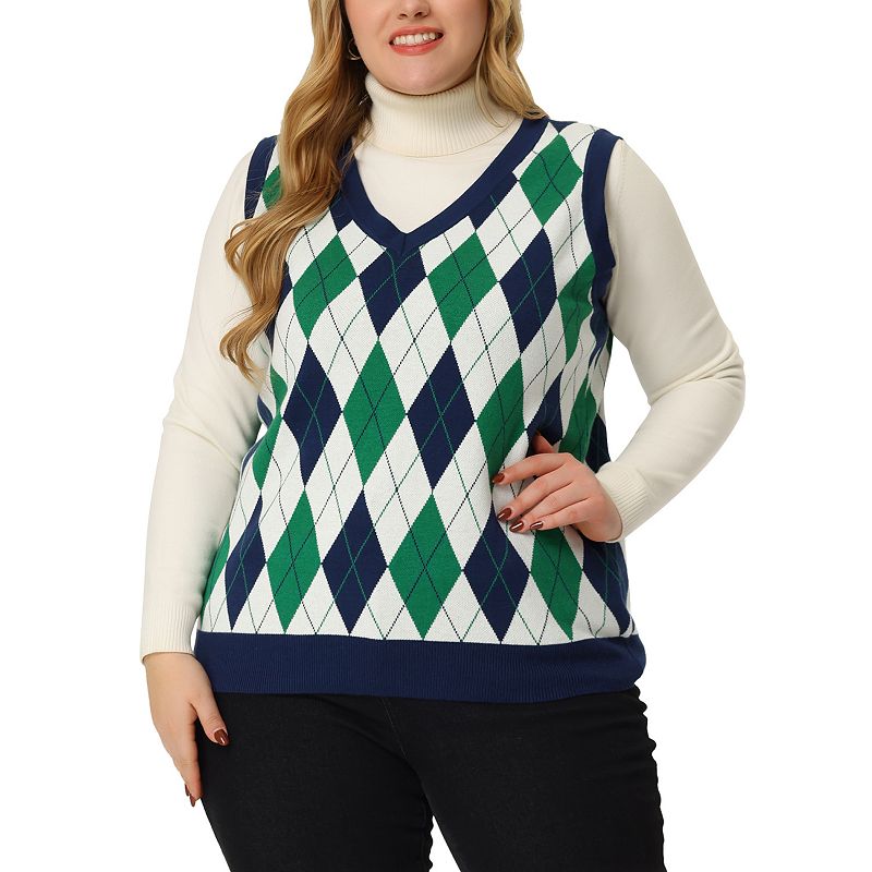 Plus size sales argyle sweater