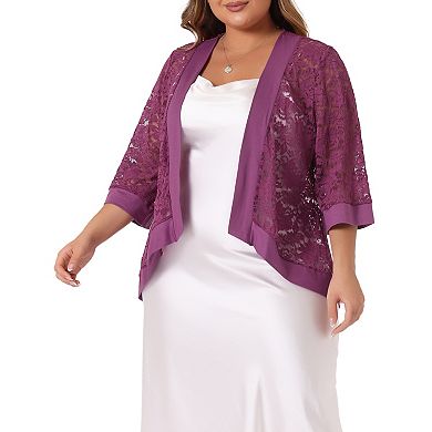 Women's Plus Size Summer Lace Sheer Kimono Lightweigh Shrug Cardigan