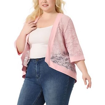 Women's Plus Size Summer Lace Sheer Kimono Lightweight Shrug Cardigan