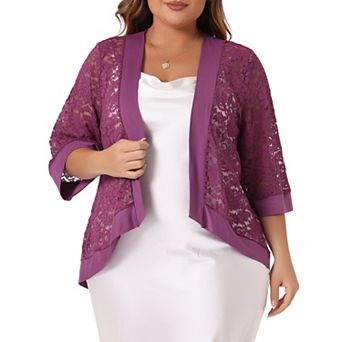 Women's Plus Size Summer Lace Sheer Kimono Lightweight Shrug Cardigan