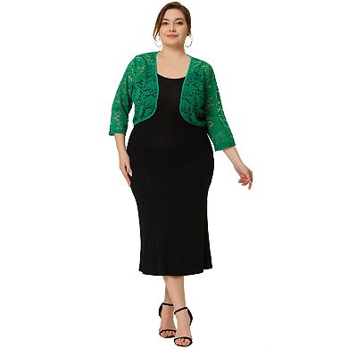 Women's Plus Size Elegant Hollow Out 1/2 Sleeve Crop Shrug