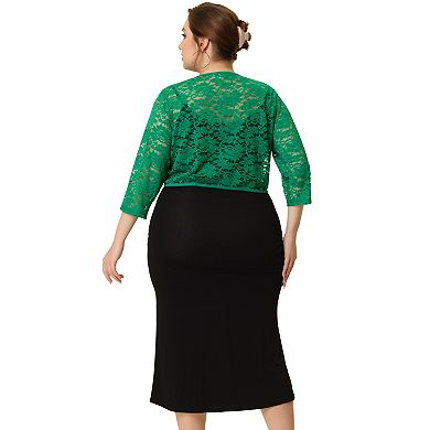 Women's Plus Size Elegant Hollow Out 1/2 Sleeve Crop Shrug