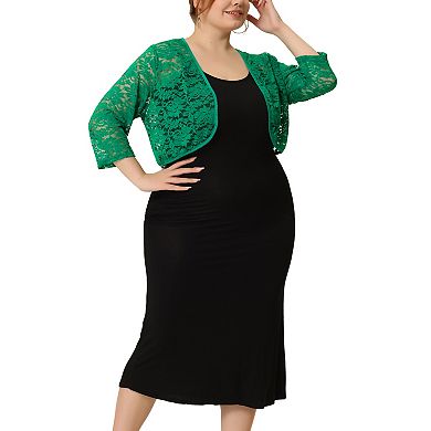 Women's Plus Size Elegant Hollow Out 1/2 Sleeve Crop Shrug