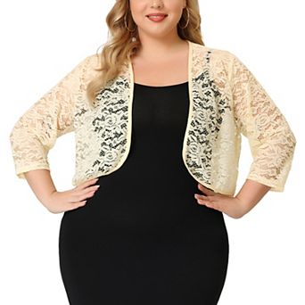 Women's Plus Size Elegant Hollow Out 1/2 Sleeve Crop Shrug
