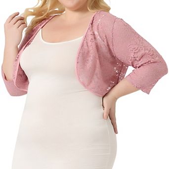 Women's Plus Size Elegant Hollow Out 1/2 Sleeve Crop Shrug