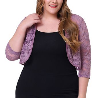 Women's Plus Size Elegant Hollow Out 1/2 Sleeve Crop Shrug