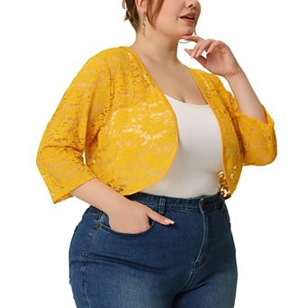 Women's Plus Size Elegant Hollow Out 1/2 Sleeve Crop Shrug