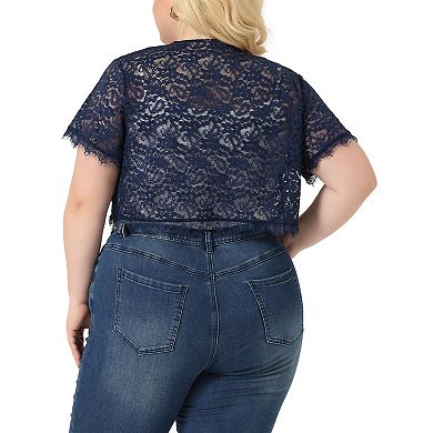 Bolero for Woman Plus Size Short Sleeve Lace Kimono Cardigan