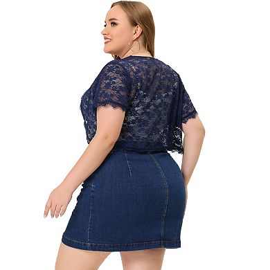Bolero for Woman Plus Size Short Sleeve Lace Kimono Cardigan