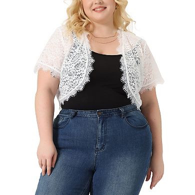 Bolero for Woman Plus Size Short Sleeve Lace Kimono Cardigan