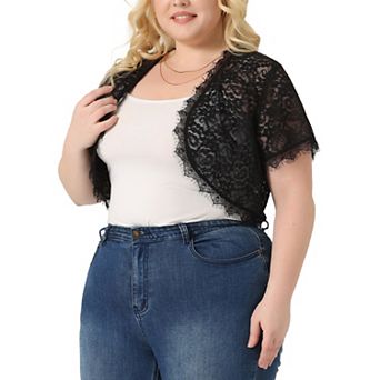 Bolero for Woman Plus Size Short Sleeve Lace Kimono Cardigan